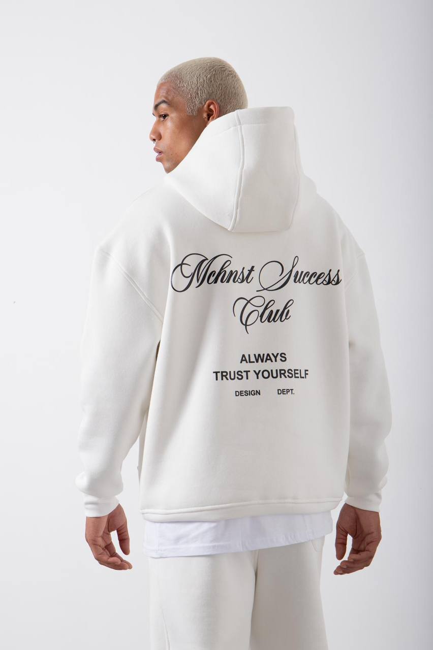 Λευκό hoodie με τύπωμα-Success Club (OVERSIZED)-m3383(2)