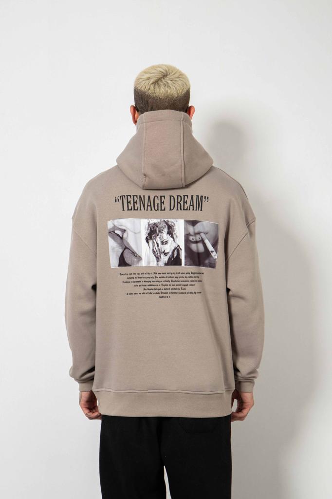 Γκρι hoodie με τύπωμα-Teenage dreams(OVERSIZED)-m3445(2)