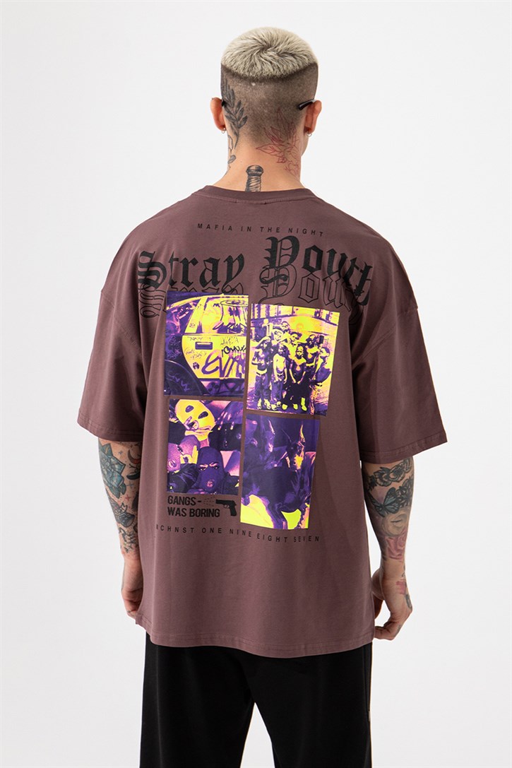 Μωβ κοντομάνικη μπλούζα με τύπωμα-Stray Youth (OVERSIZED)-m1638(4)