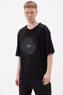Μαύρη κοντομάνικη μπλούζα με τύπωμα(OVERSIZED)-ex-pent-5104