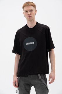 Μαύρη κοντομάνικη μπλούζα με τύπωμα(OVERSIZED)-ex-pent-5122