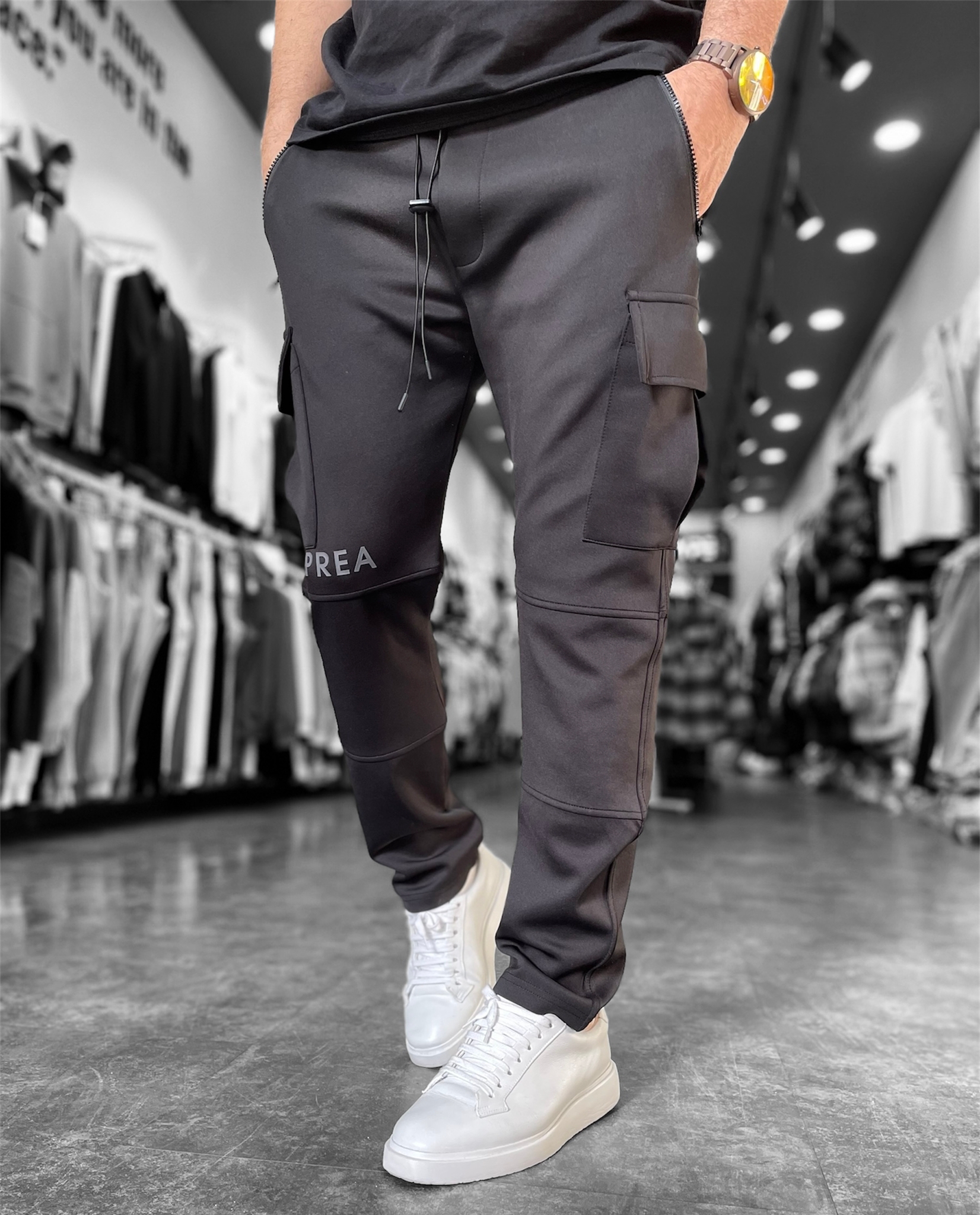 Μαύρο ανδρικό παντελόνι φόρμας-103