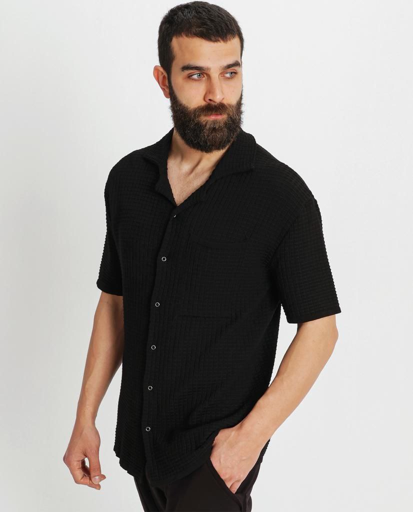 Μαύρο κοντομάνικο πουκάμισο fashion με σχέδιο-eksi-23-Y062 (6)