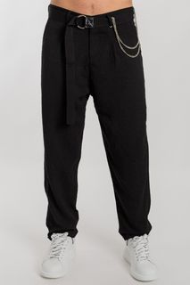 Μαύρο ανδρικό υφασμάτινο παντελόνι-9939