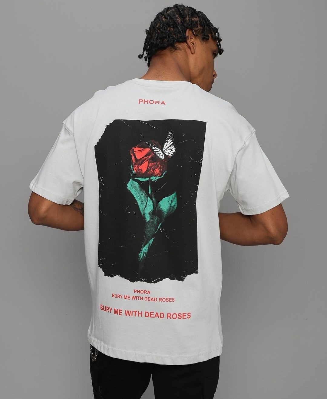Ασπρη μπλουζα με τυπωμα Phora-Bury with dead roses