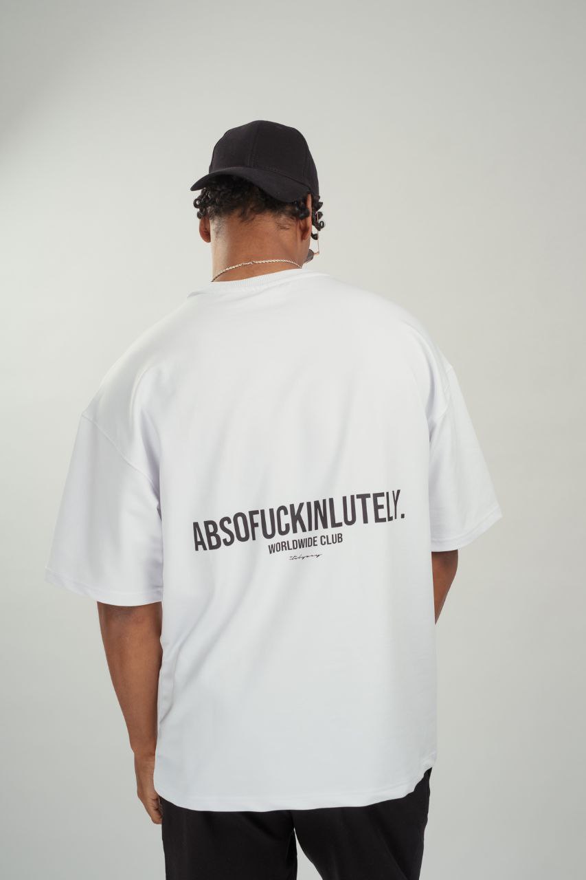 Λευκή κοντομάνικη μπλούζα με τύπωμα(OVERSIZED)-Absofuckinglutely-respire-5623010