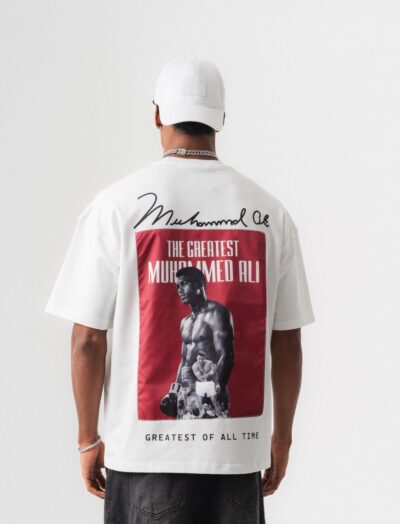 Ανδρικό Oversized T-Shirt Λευκό με Back Print Muhammad Ali