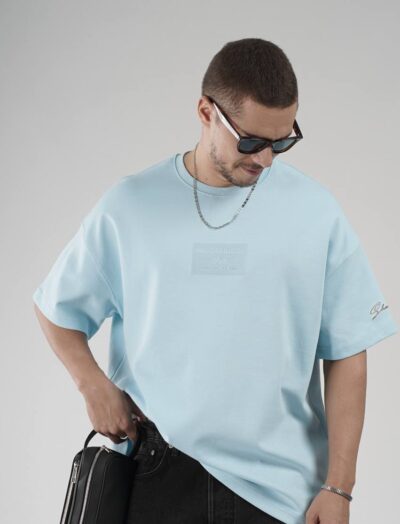 Ανδρικό Oversized T-shirt Σιέλ με Minimal Logo King is Back