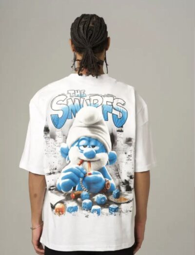 Ανδρικό Oversized T-Shirt Λευκό με Print “The Smurfs” – Urban Street Style
