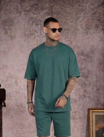 Ανδρικό Σετ Oversized T-Shirt & Βερμούδα σε Πράσινη Απόχρωση