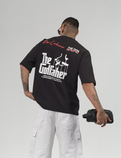 Ανδρικό Oversized T-Shirt Μαύρο “The Godfather” με Print Πλάτης