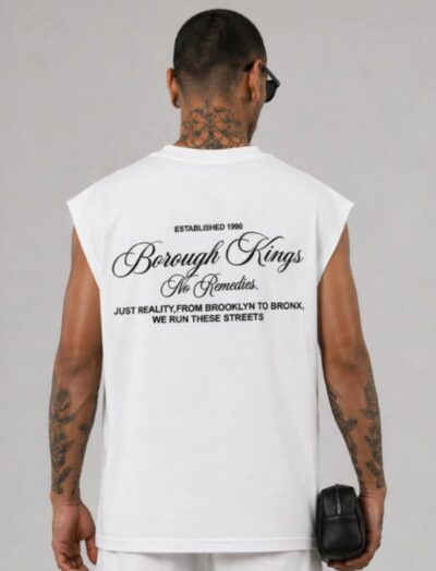 Ανδρική Αμάνικη Μπλούζα “Borough Kings” – Λευκή