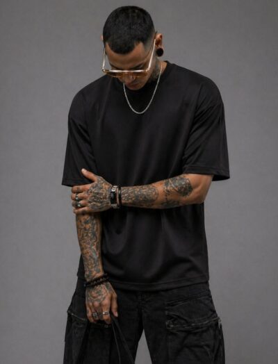 Ανδρικό T-Shirt Μαύρο από Modal Ύφασμα