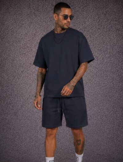Ανδρικό Oversized Σετ T-Shirt & Βερμούδα Navy Blue
