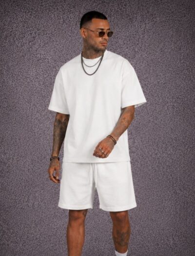 Ανδρικό Oversized Σετ T-Shirt & Βερμούδα Λευκό