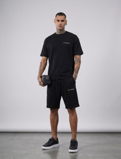 Ανδρικό Μαύρο Σετ Oversized T-shirt & Βερμούδα STAY PRESENT