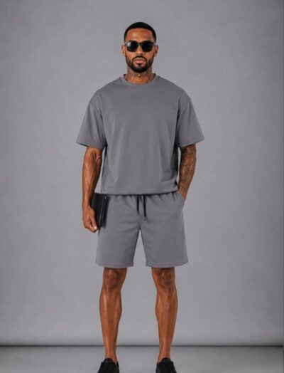 Ανδρικό Oversized Σετ σε Γκρι Απόχρωση