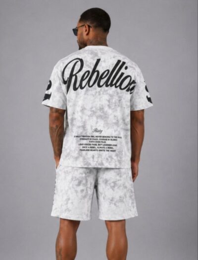 Ανδρικό Σετ Rebellion Tie-Dye σε Λευκό-Γκρι