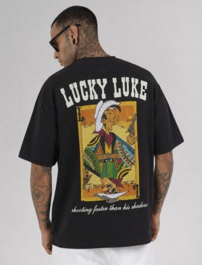 Ανδρικό Oversized T-Shirt Lucky Luke Μαύρο