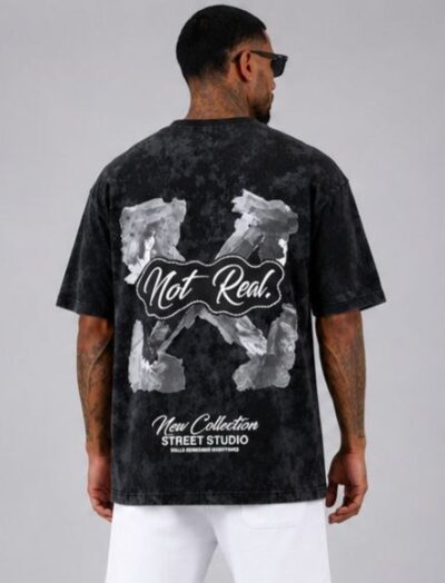 Ανδρικό Oversized T-Shirt Acid Wash «Not Real»