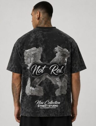 Ανδρικό Oversized T-Shirt Acid Wash «Not Real»