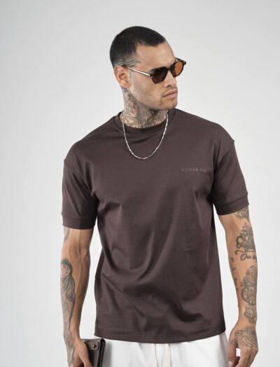 Ανδρικό T-Shirt Σκούρο Καφέ με Minimal Logo
