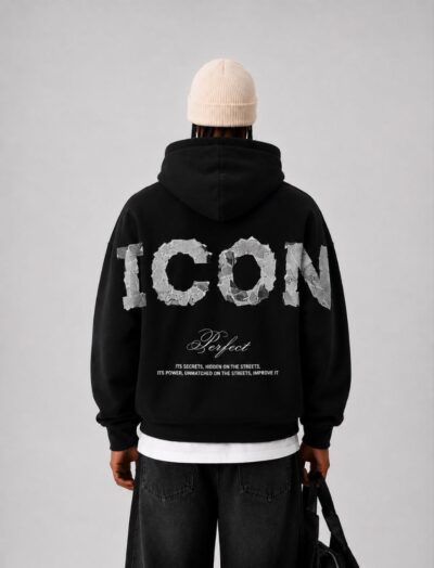 Ανδρικό Hoodie Μαύρο “ICON Perfect” με Statement Back Print
