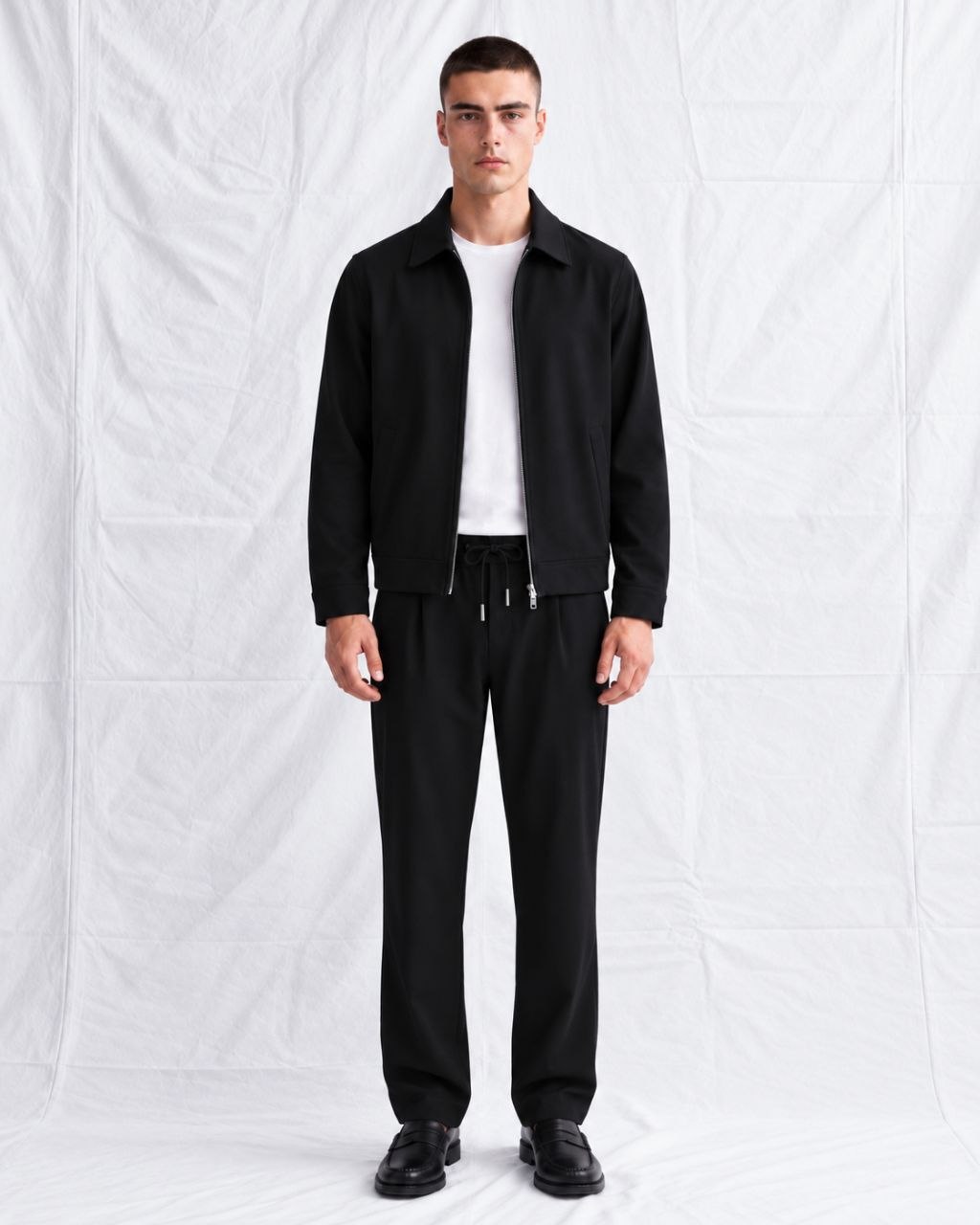 Ανδρικό Σετ Δύο Τεμαχίων με Jacket και Παντελόνι σε Ίσια Γραμμή – Μαύρο
